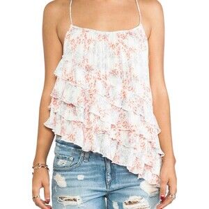 FREE PEOPLE Flutter By Asymmetrical Ruffle Floral Tank in Festival M Boho Beach